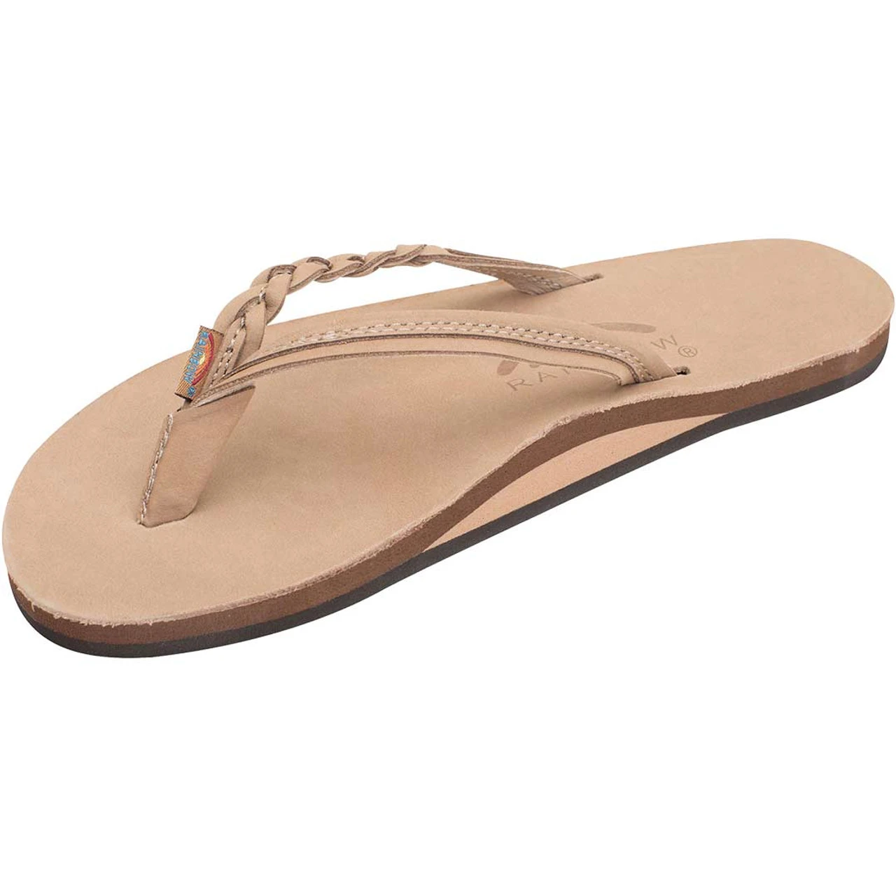 Rainbow Flirty Braidy Ladies Single Layer Premier Leather Sandal With Arch Support - Sierra Brown