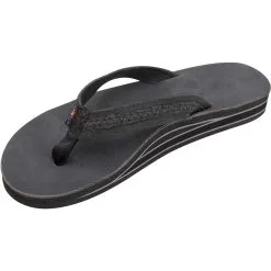 Rainbow Willow Ladies Double Layer Premier Leather Sandal With Arch Support - Black